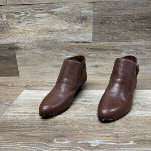 Gloria Vanderbilt Brown Leather Ankle Boots Women's Size 6